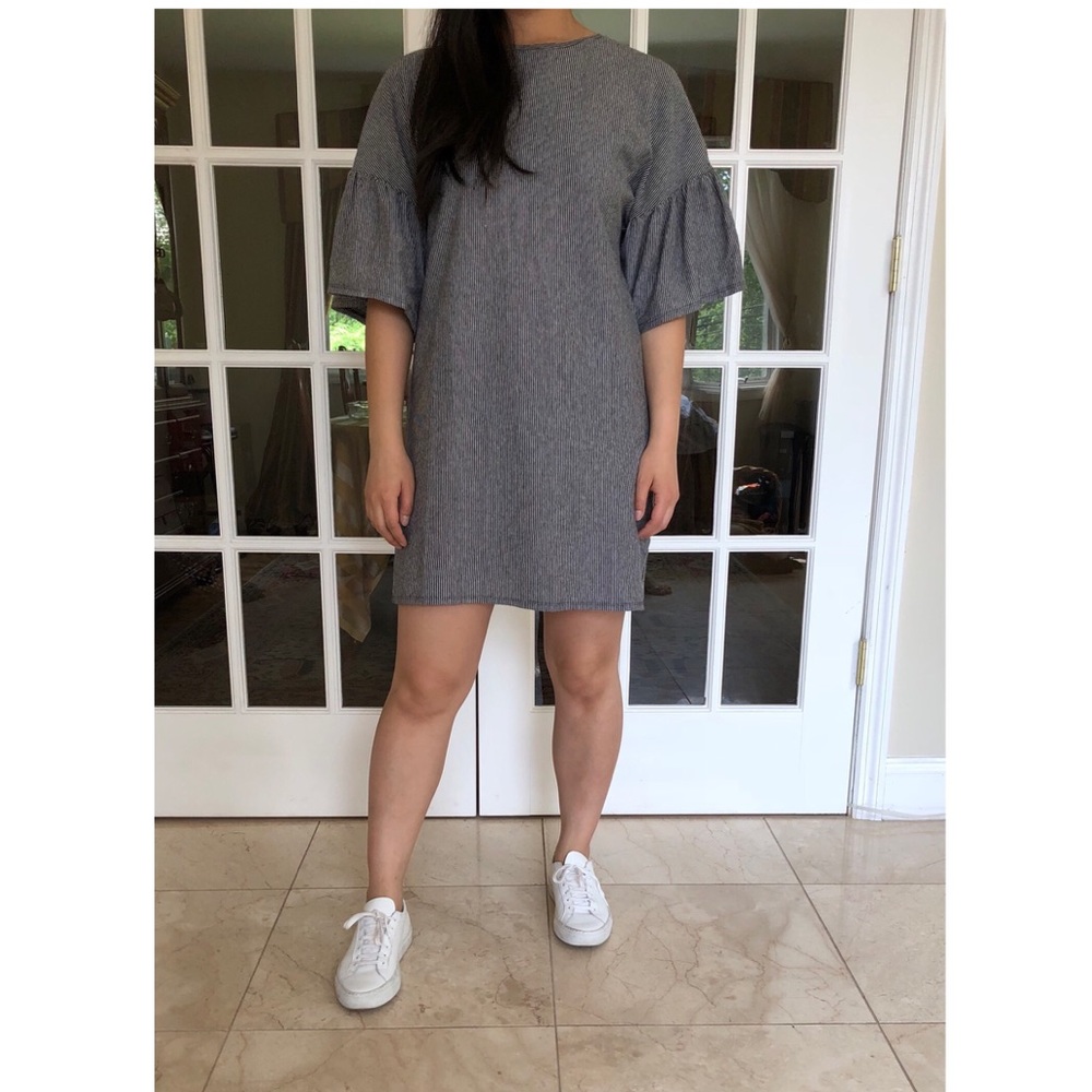 Zara grey and black stripe Tshirt dress size S